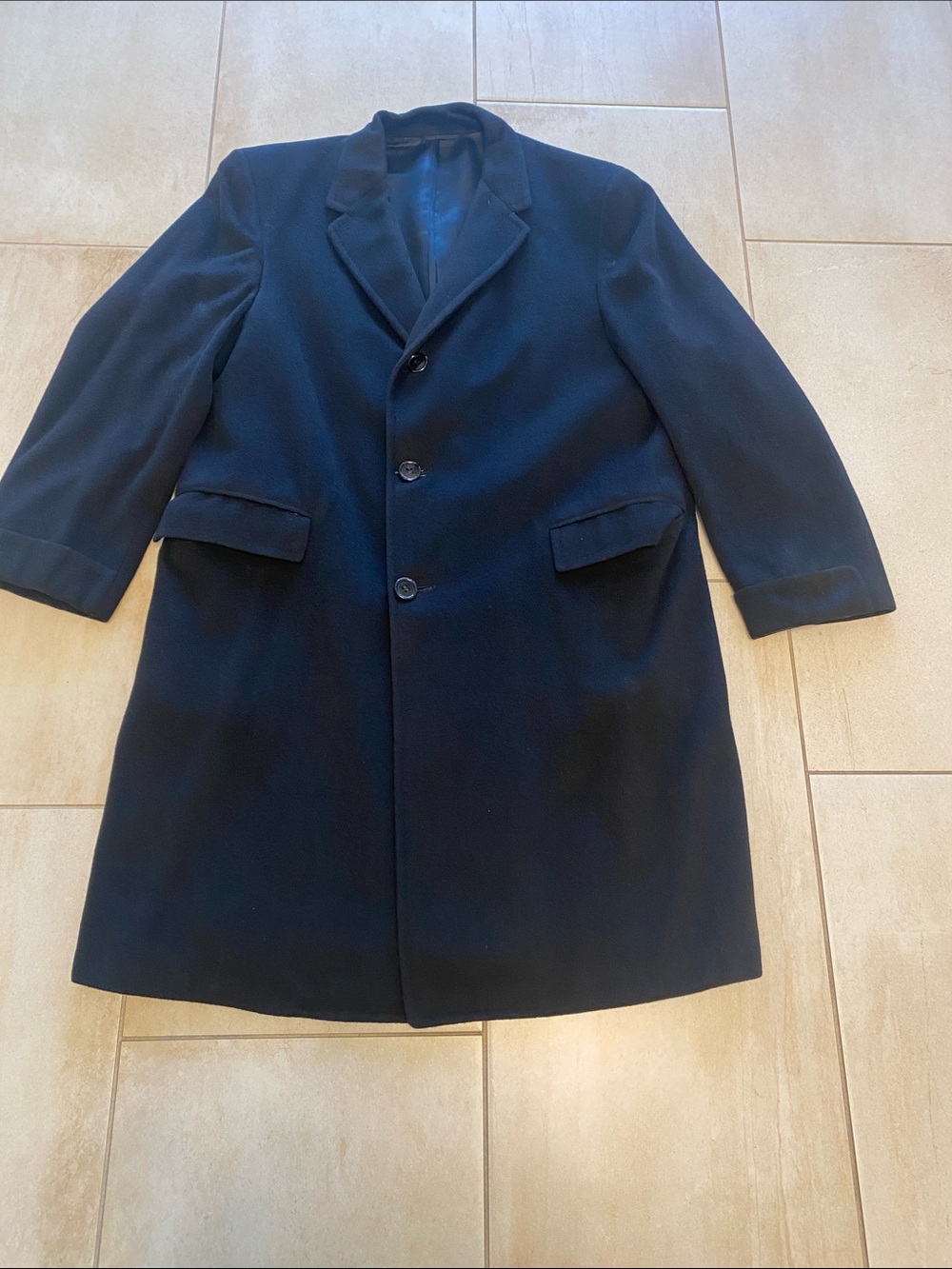 Men's Classic Wool Overcoat - Black Blue